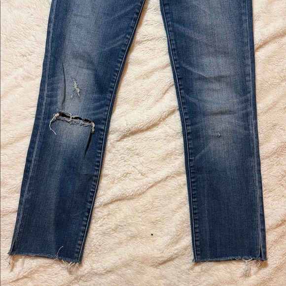 Madewell Distressed Alley Straight Jeans in Dark Blue - Picture 3 of 8